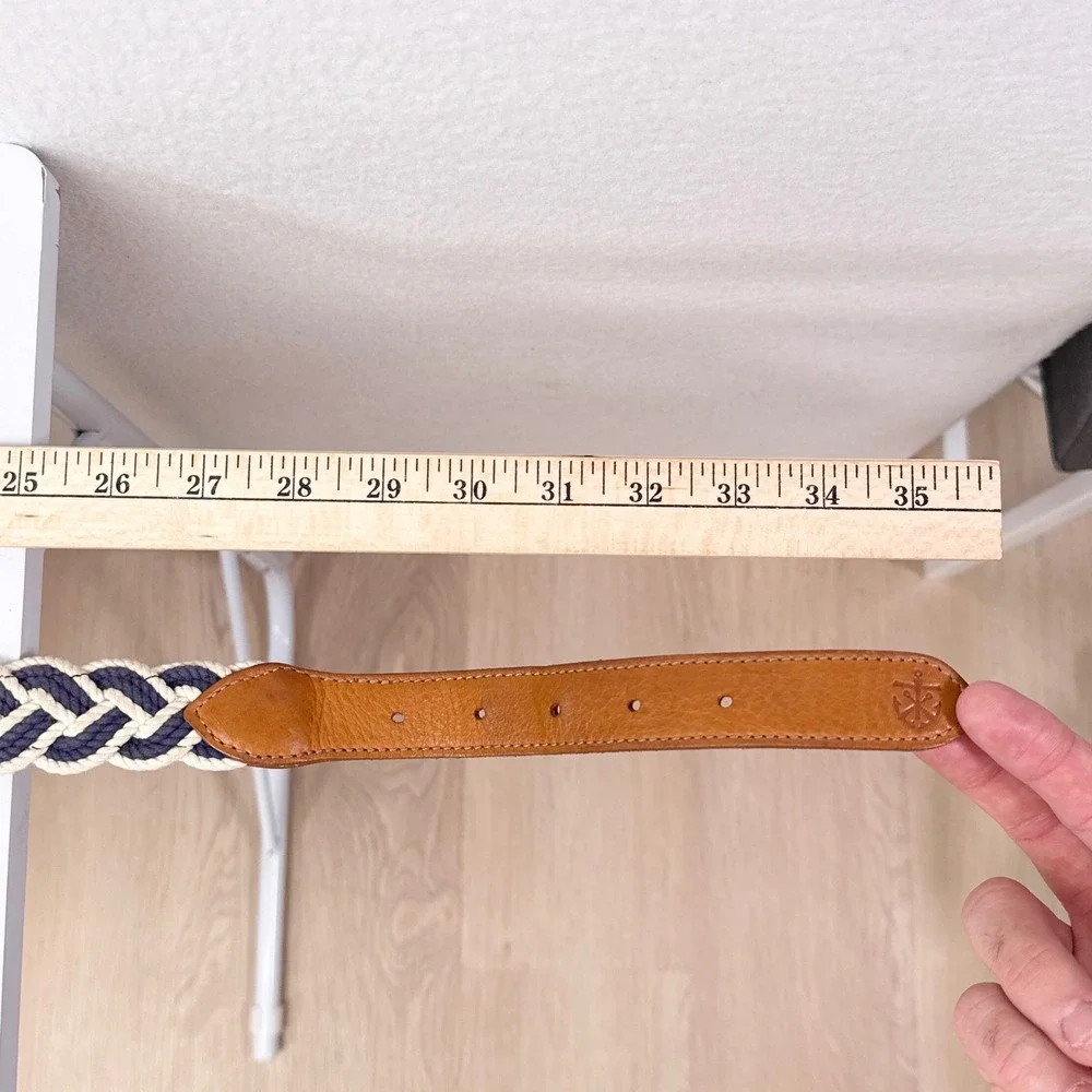 Kiel James Patrick KJP Braided Belt Mens Size 28 Blue White Preppy Coastal